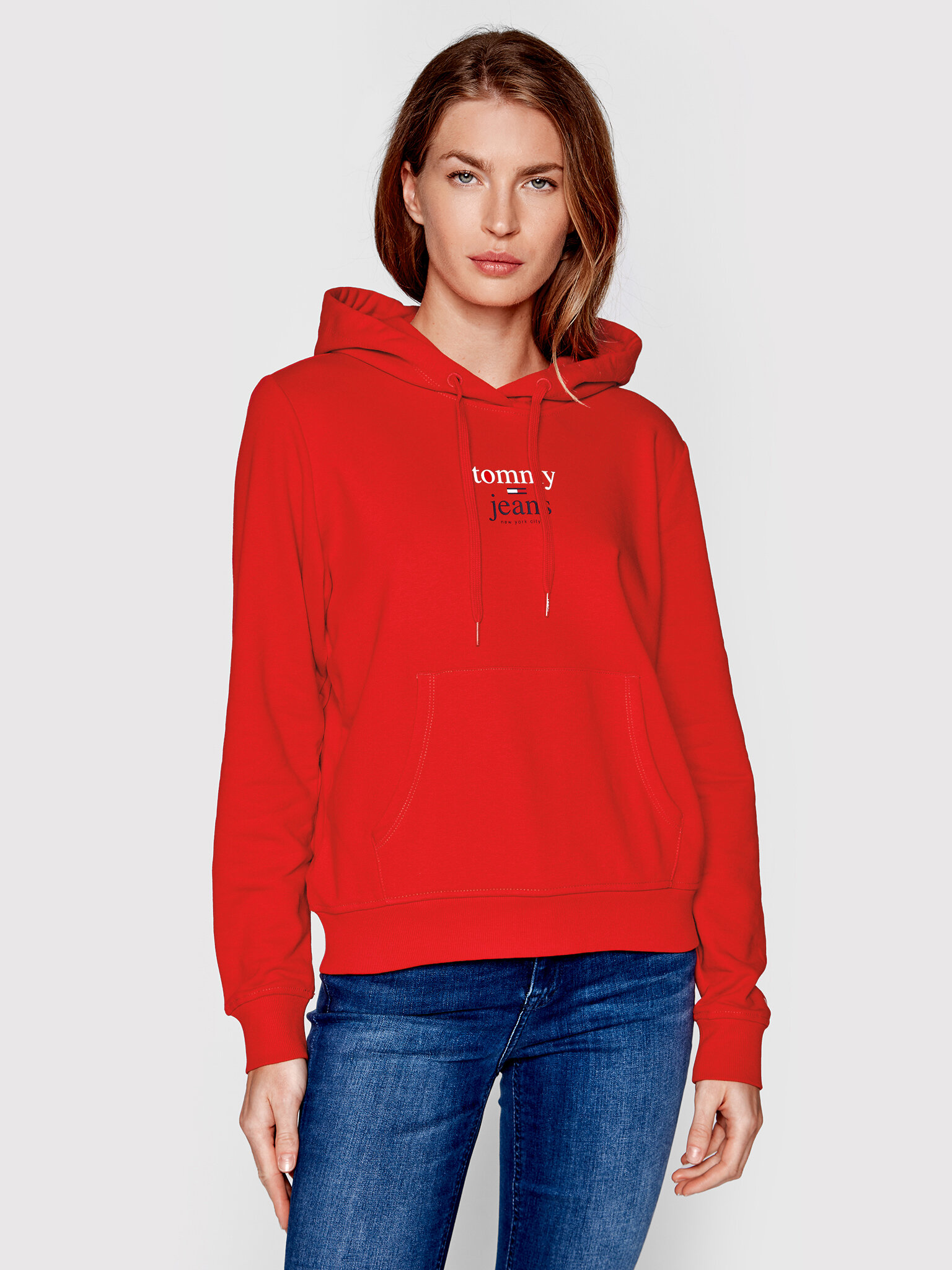 tommy-jeans-felpa-essential-dw0dw13573-rosso-regular-fit