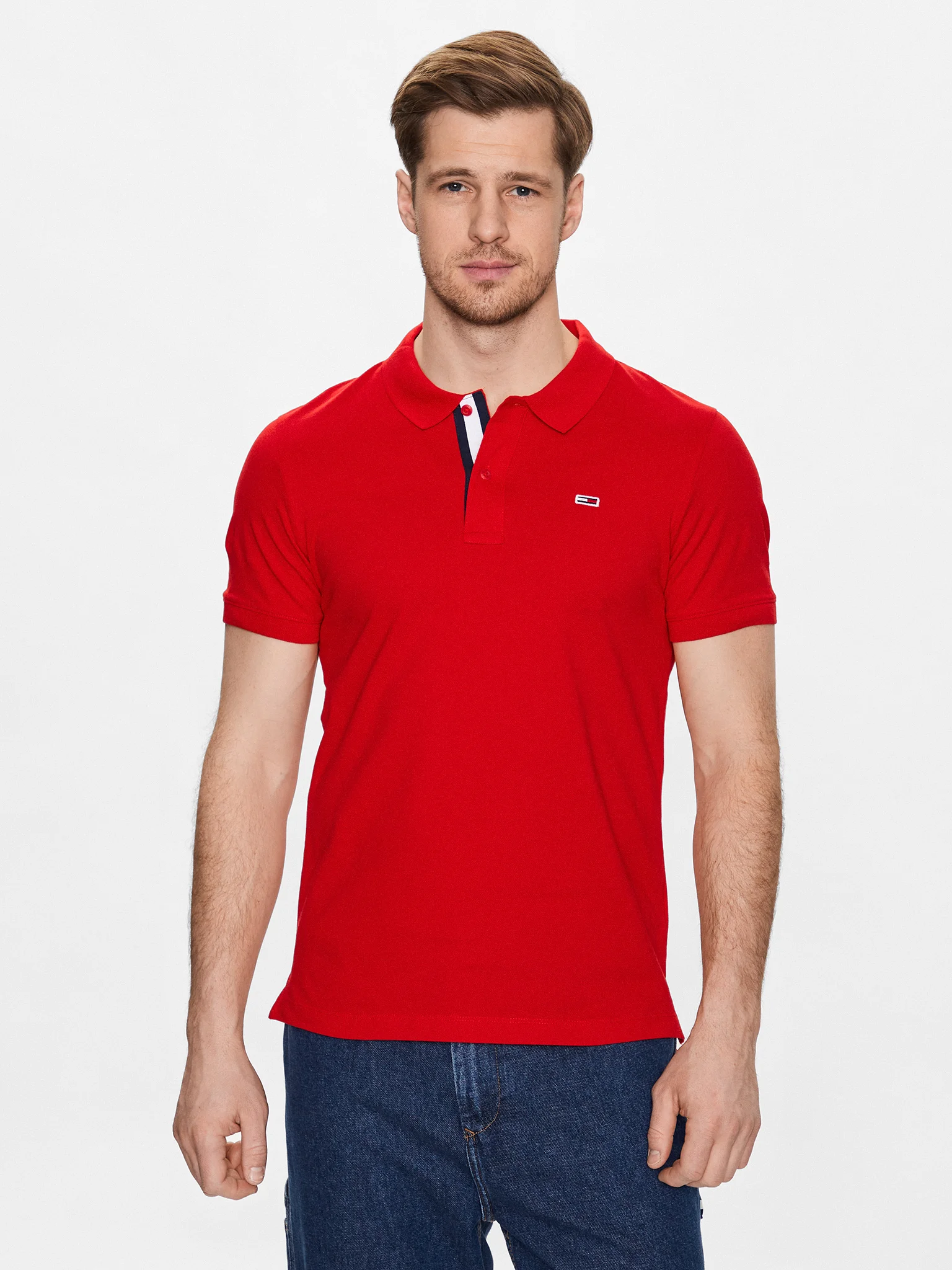 tommy-jeans-polo-dm0dm15940-rosso-slim-fit