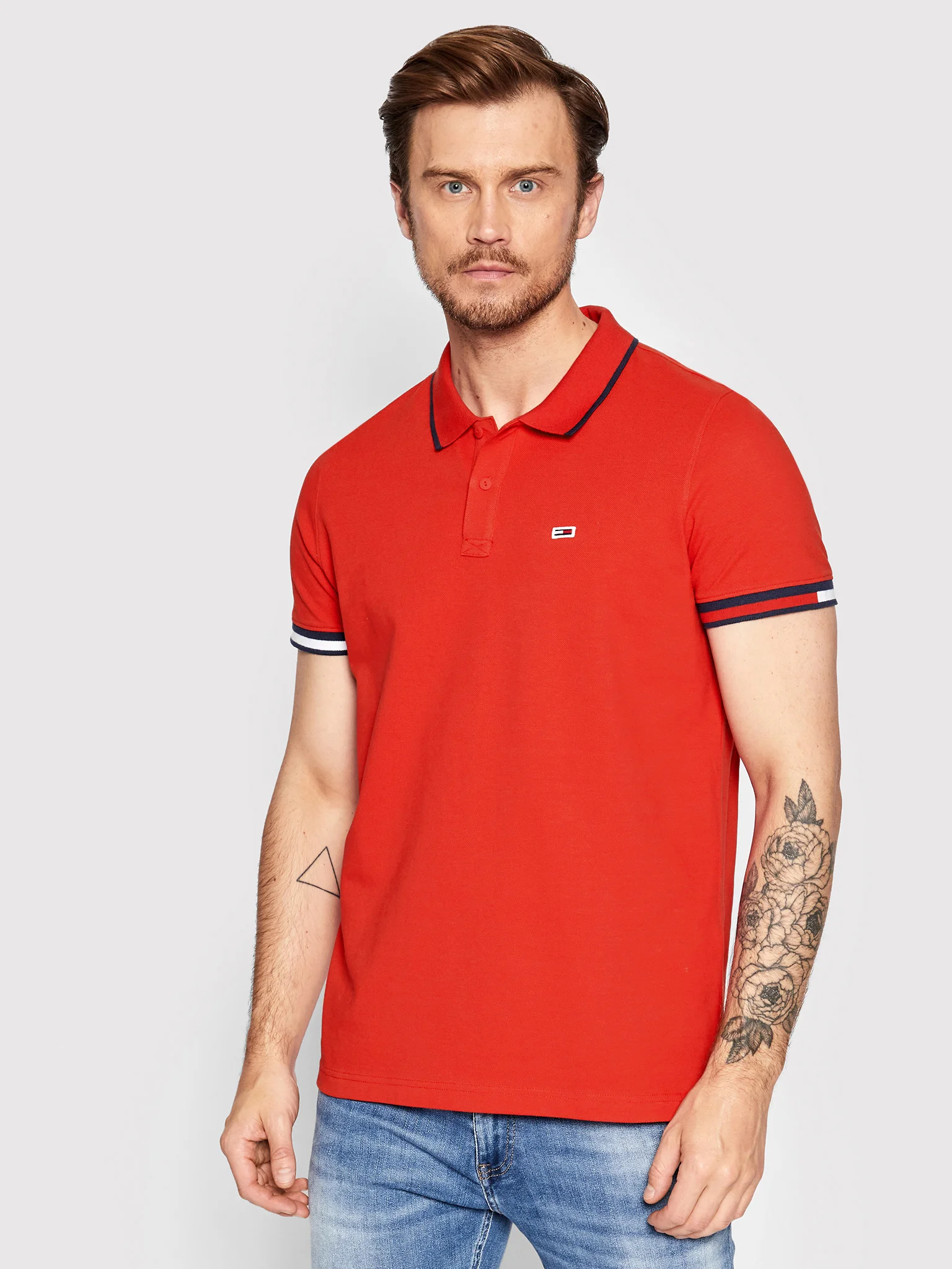 tommy-jeans-polo-tjm-flag-cuffs-dm0dm12963-rosso-regular-fit