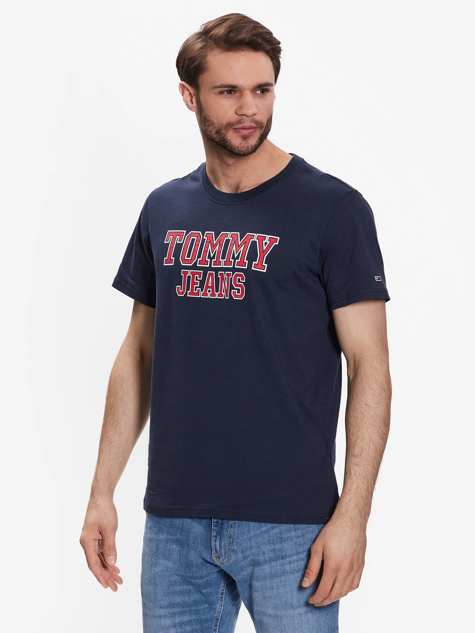 tommy-jeans-t-shirt-essential-dm0dm16405-blu-scuro-regular-fit