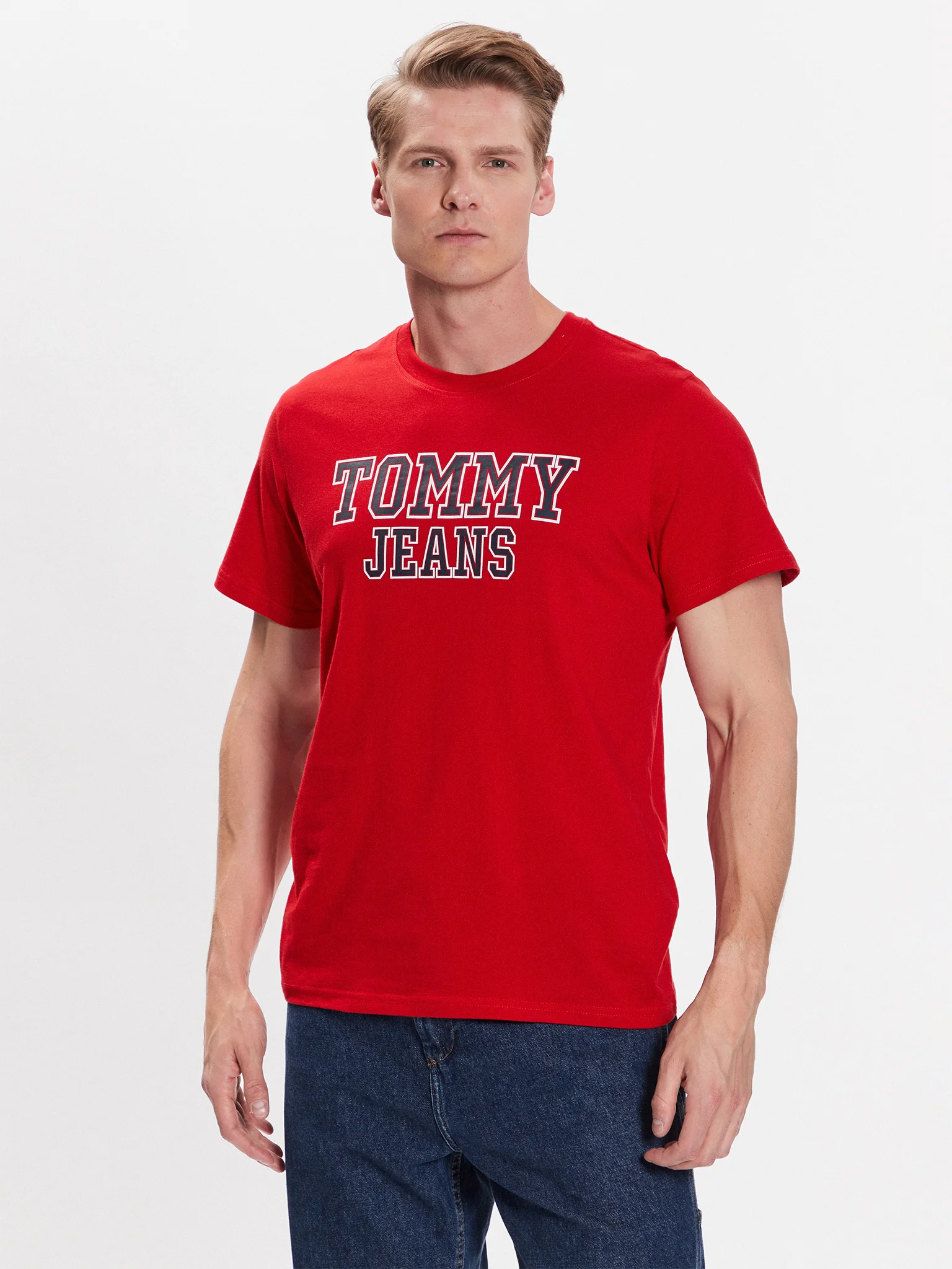 tommy-jeans-t-shirt-essential-dm0dm16405-rosso-regular-fit